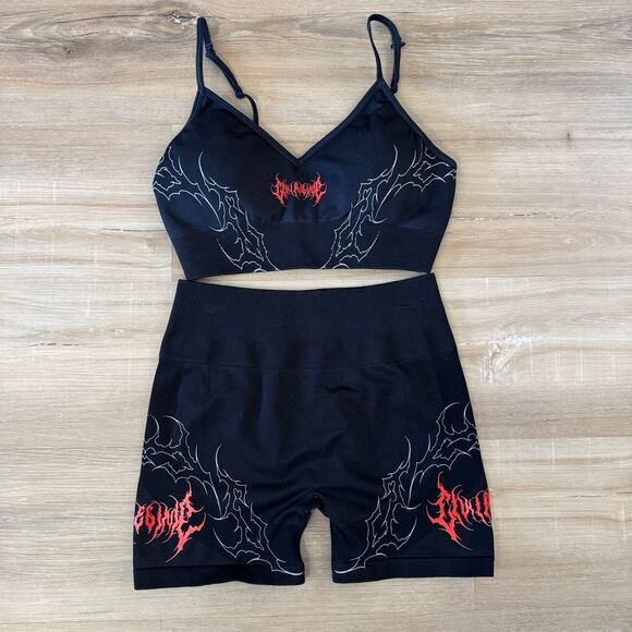 Civil Regime Other - Civil Regime Revenge Kelly Seamless Black Bra And Shorts Set Size Large Edgy
